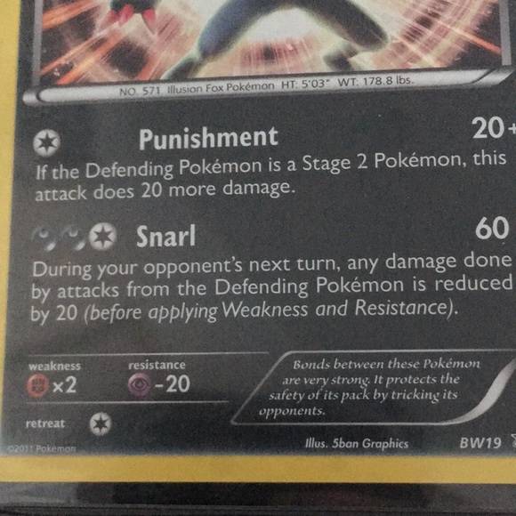 RARE Stage 1 Pokémon Zoroark HP 100 Punishment Snarl BW19 - Picture 6 of 6